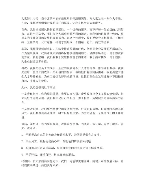副职领导发言稿