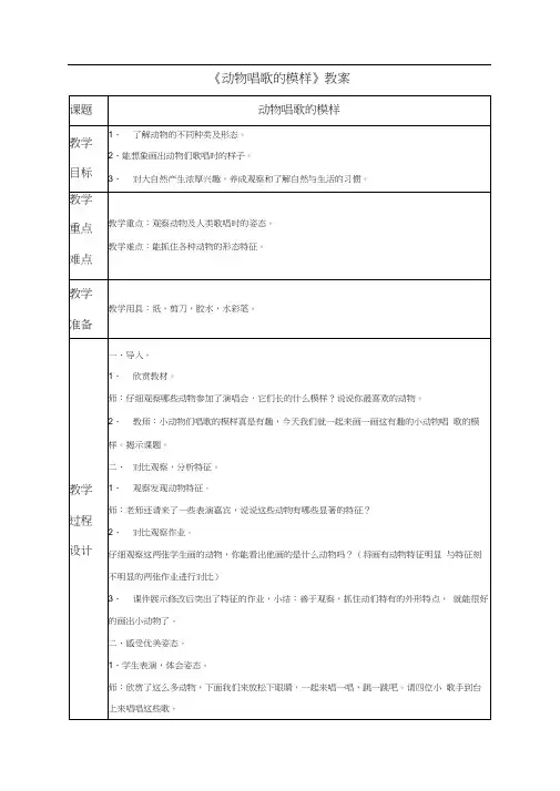 《动物唱歌的模样》教案2