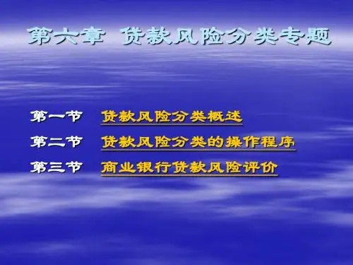 第六部分贷款风险分类