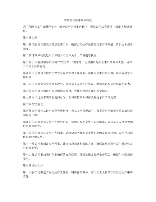 中燃安全隐患规章制度