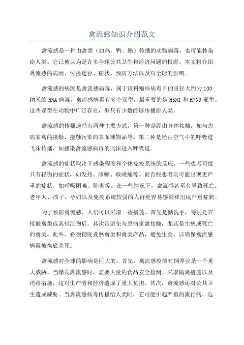 禽流感知识介绍范文