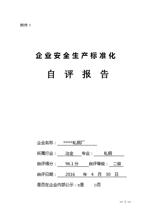 企业安全生产标准化自评报告附件1—轧钢厂模板
