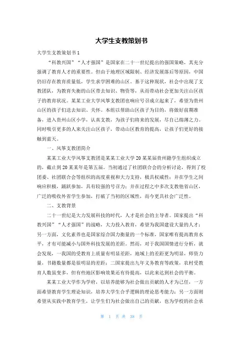 大学生支教策划书