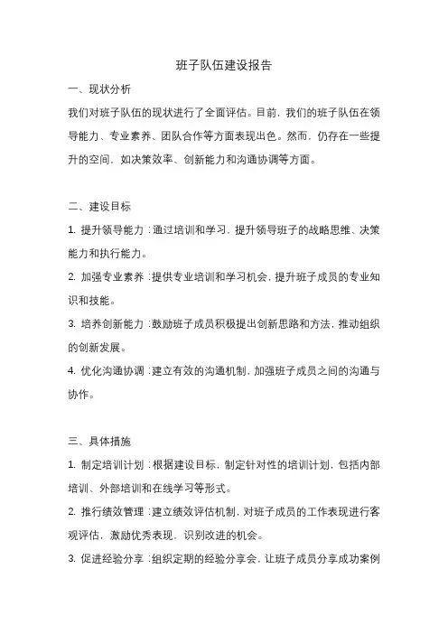 班子队伍建设报告