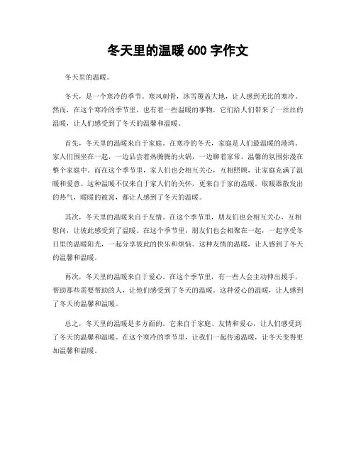 冬天里的温暖600字作文