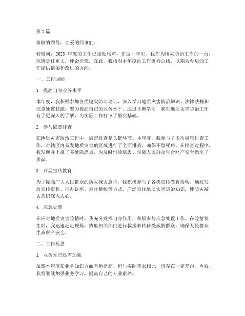 地灾防治年度个人总结(3篇)