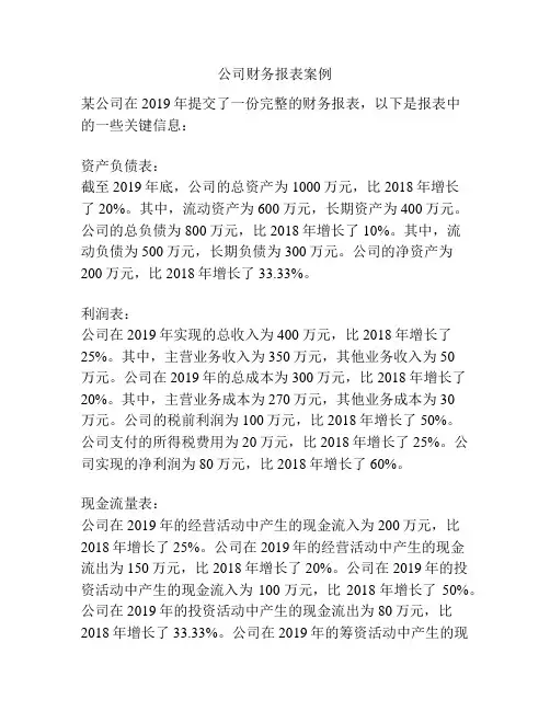 公司财务报表案例
