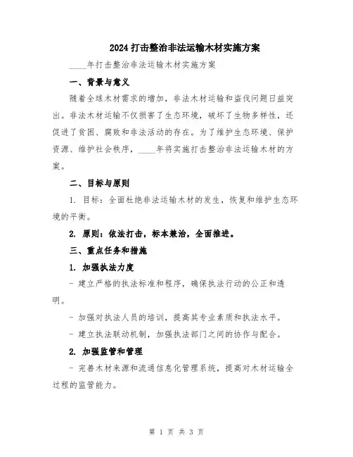 2024打击整治非法运输木材实施方案