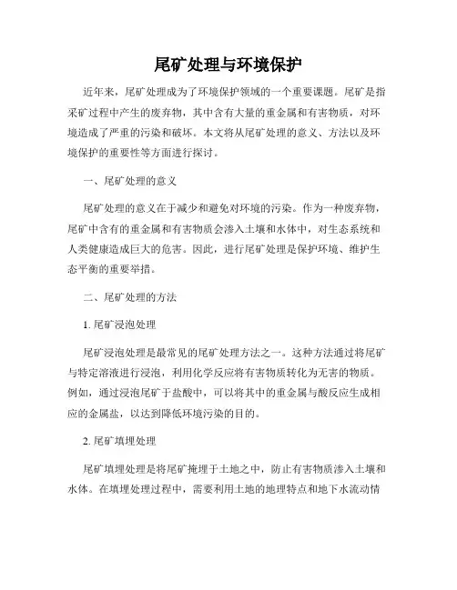 尾矿处理与环境保护