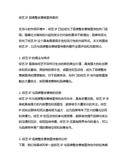 综艺ip 品牌整合营销宣传案例