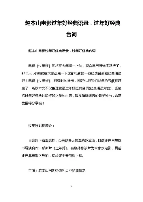 赵本山电影过年好经典语录,过年好经典台词