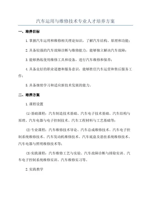汽车运用与维修技术专业人才培养方案