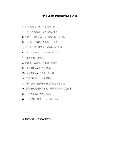 关于小学生励志的句子语录