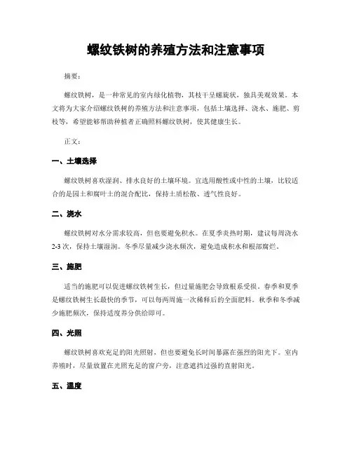 螺纹铁树的养殖方法和注意事项