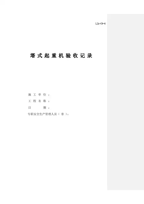 塔式起重机验收记录