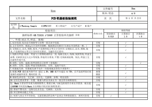 PCB铝基板检验规范