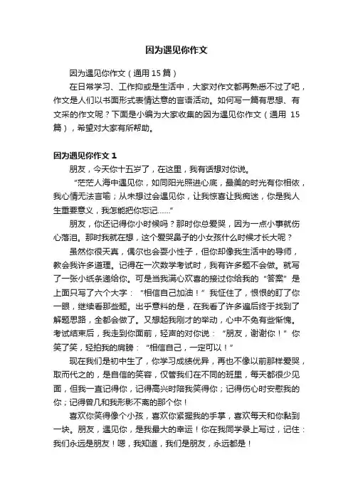 因为遇见你作文