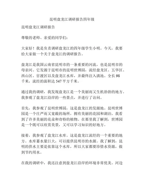 昆明盘龙江调研报告四年级