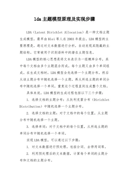 lda主题模型原理及实现步骤