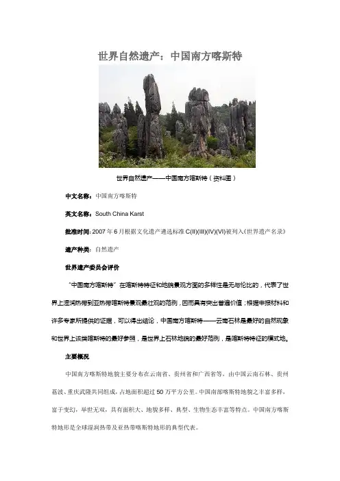 世界自然遗产中国南方喀斯特