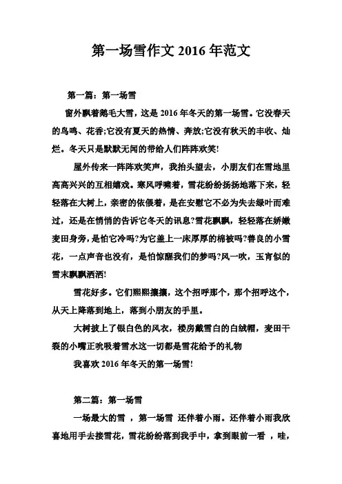 第一场雪作文2016年范文