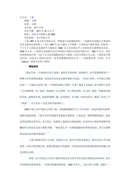 丁磊简介