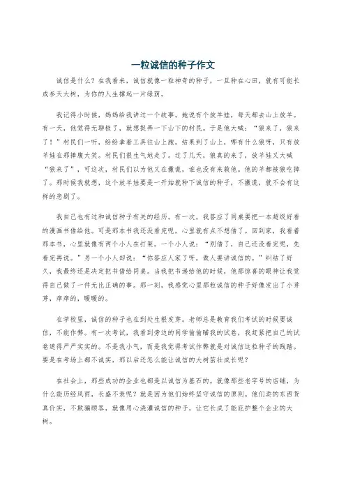 一粒诚信的种子作文