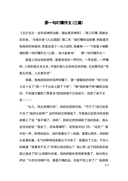 那一句叮嘱作文(三篇)