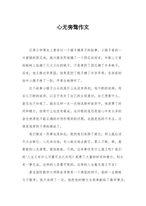 心无旁骛作文