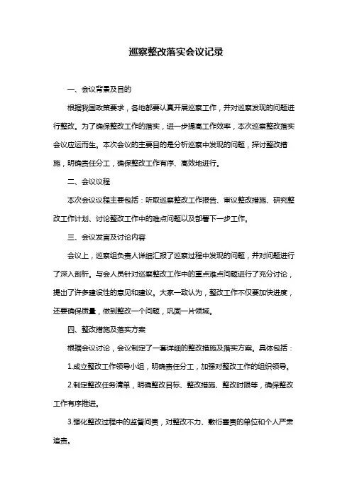 巡察整改落实会议记录