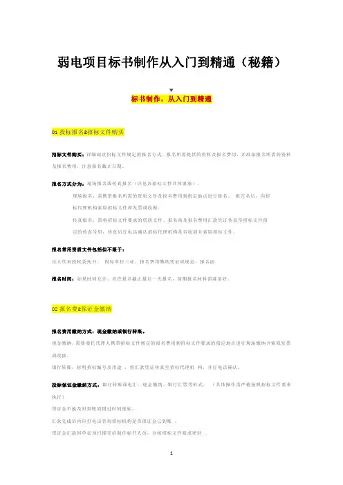 弱电项目标书制作从入门到精通(秘籍)