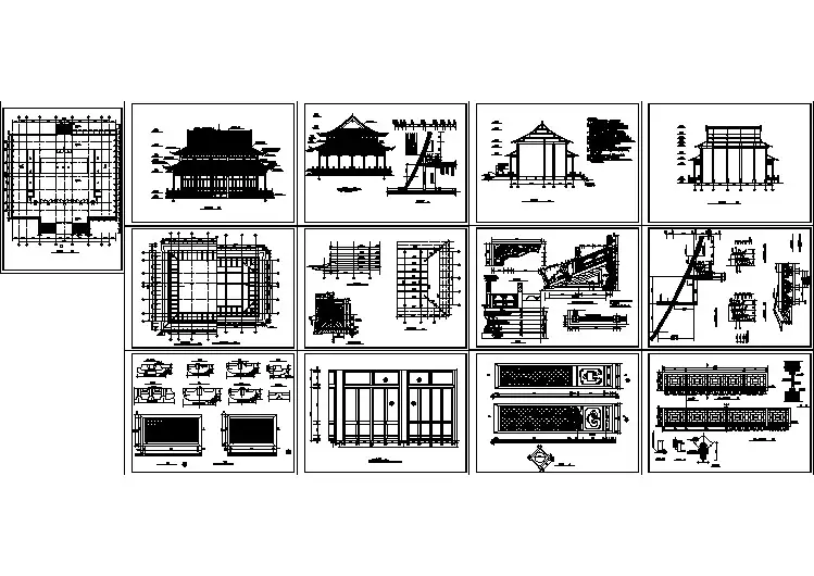 某景区寺庙大雄宝殿建筑设计全套CAD图纸
