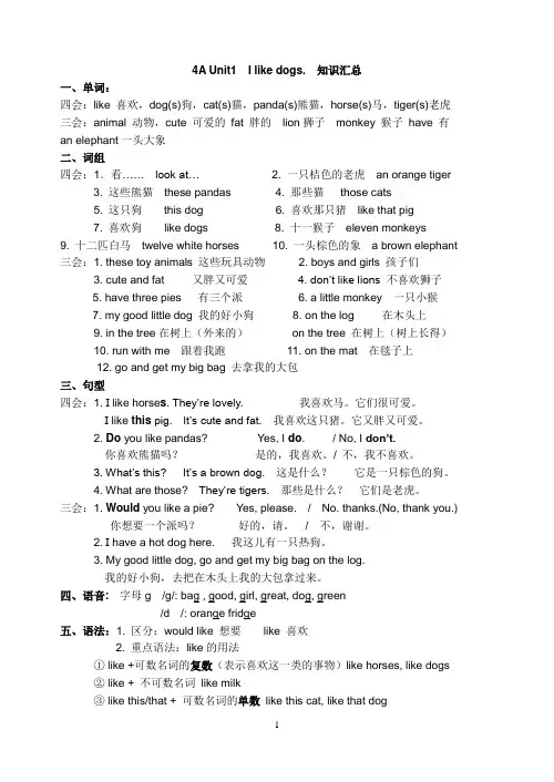 [译林版]四年级上册U1-U4单元知识汇总(含语法梳理讲解)