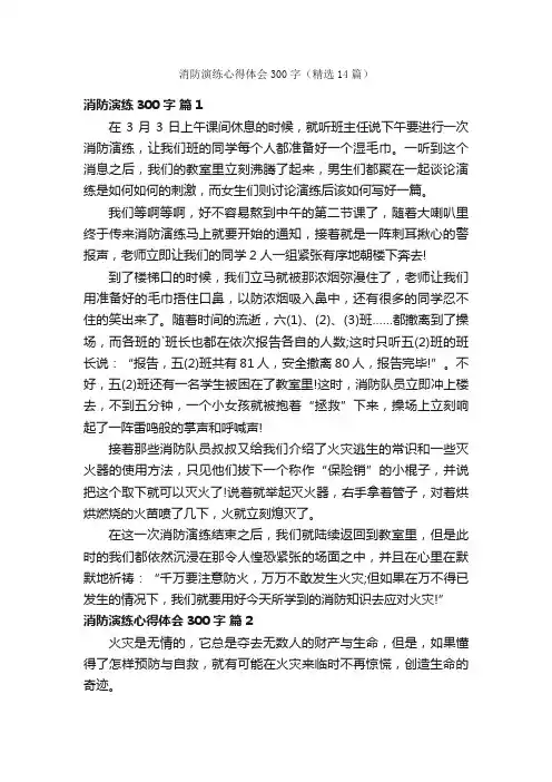 消防演练心得体会300字（精选14篇）