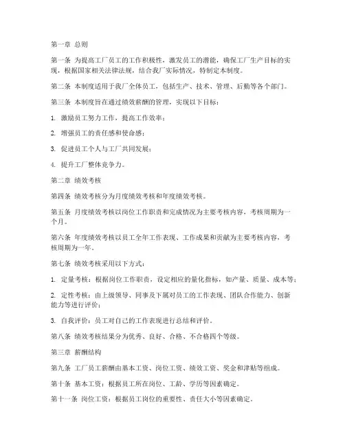 绩效薪酬工厂管理制度