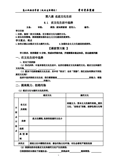 第八课 走进文化生活