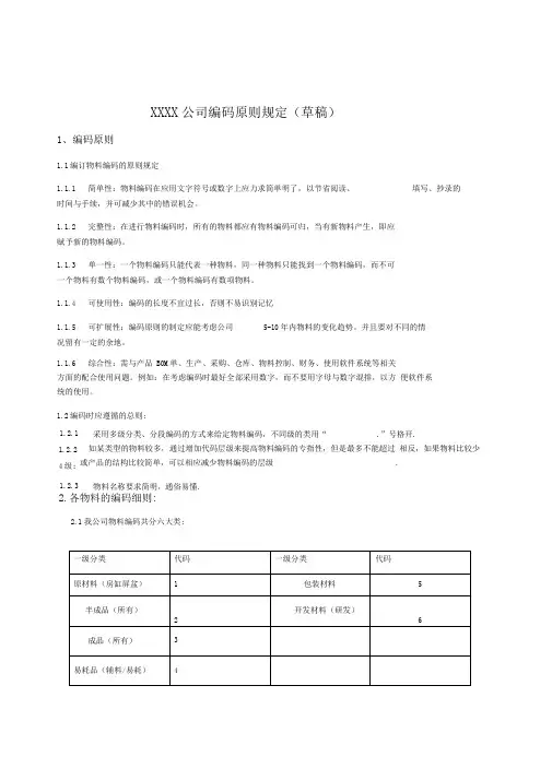 物料编码原则