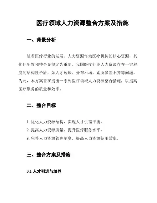 医疗领域人力资源整合方案及措施