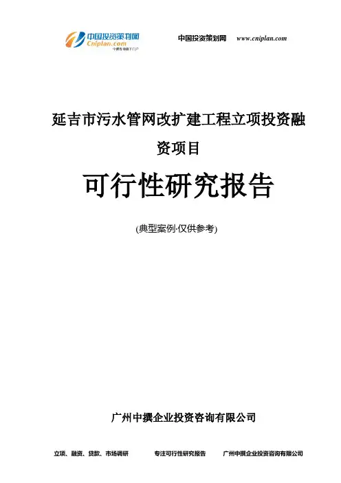 延吉市污水管网改扩建工程融资投资立项项目可行性研究报告(非常详细)