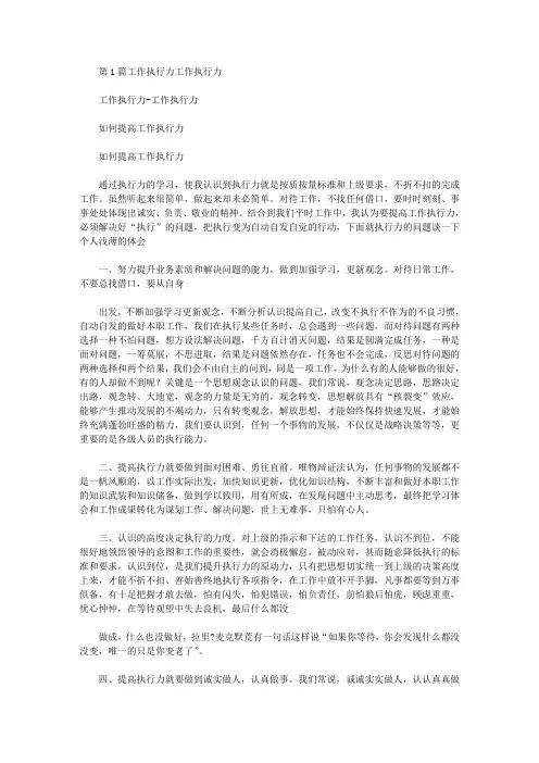 执行力工作总结