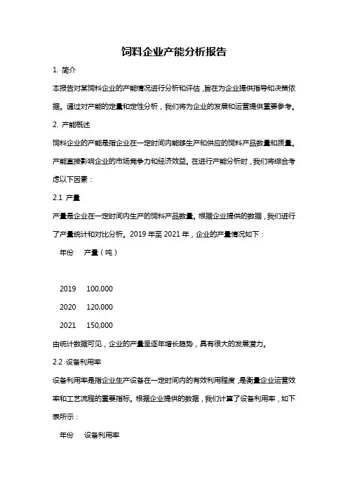 饲料企业产能分析报告