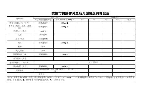 幼儿园消毒记录表