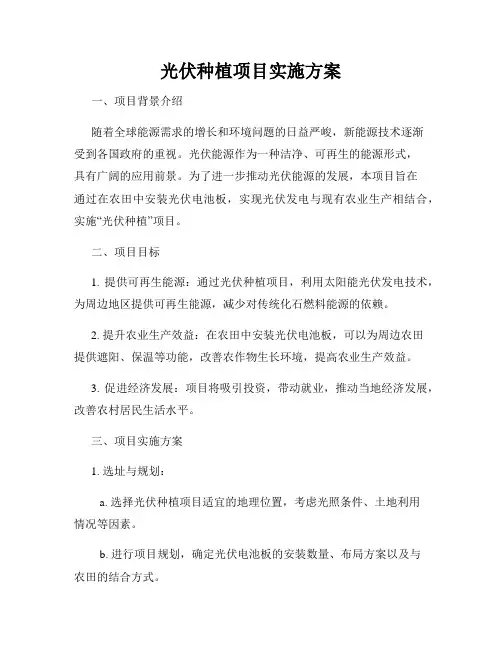 光伏种植项目实施方案