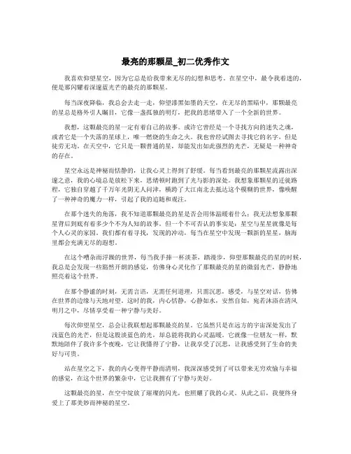 最亮的那颗星_初二优秀作文