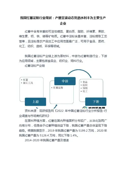 我国红薯淀粉行业现状：产量呈波动态势泗水利丰为主要生产企业