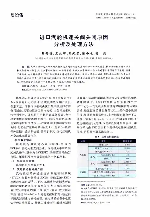 进口汽轮机速关阀关闭原因分析及处理方法