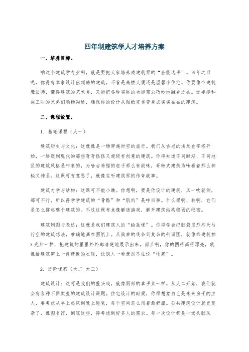 四年制建筑学人才培养方案