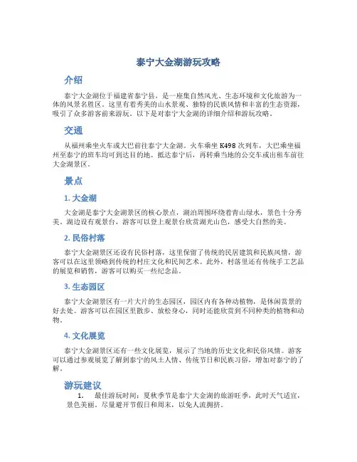泰宁大金湖游玩攻略