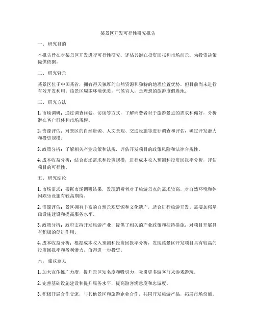 某景区开发可行性研究报告