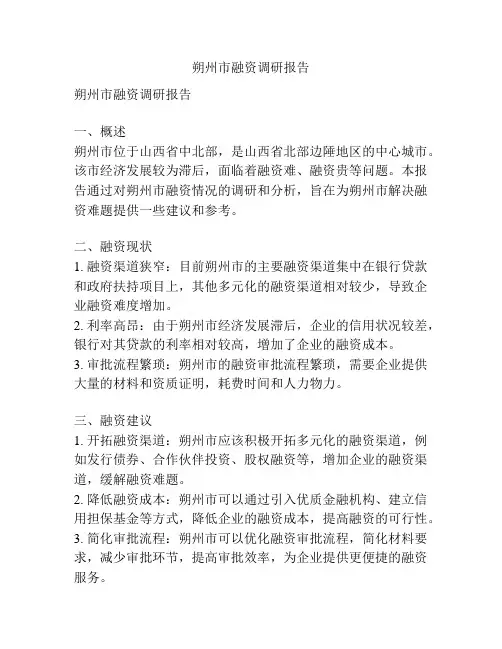 朔州市融资调研报告